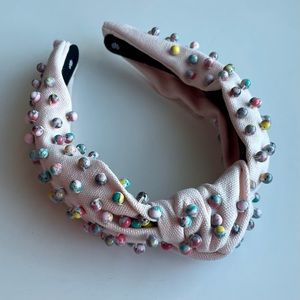 Lele Sadoughi Beaded Knotted Woven Headband in Pastel Confetti